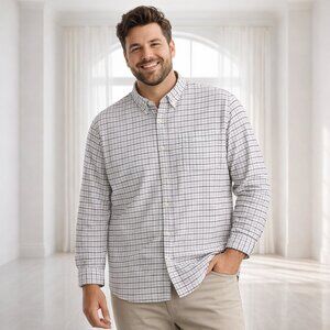 Free Assembly Oxford Button Down Shirt NWT 3X White Plaid 100% Cotton